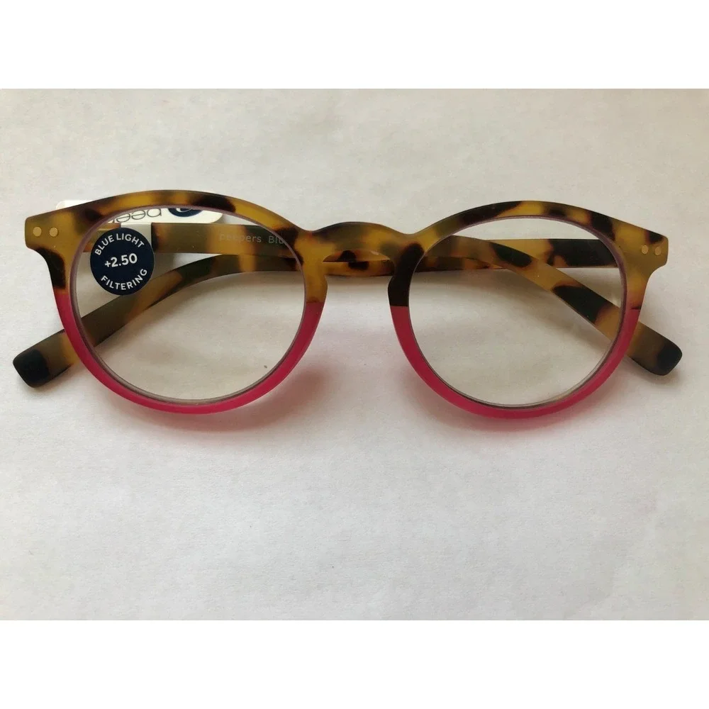 New Rumor Pink Tortoise Peepers BLUE LIGHT FILTERING Reading Glasses +2.50